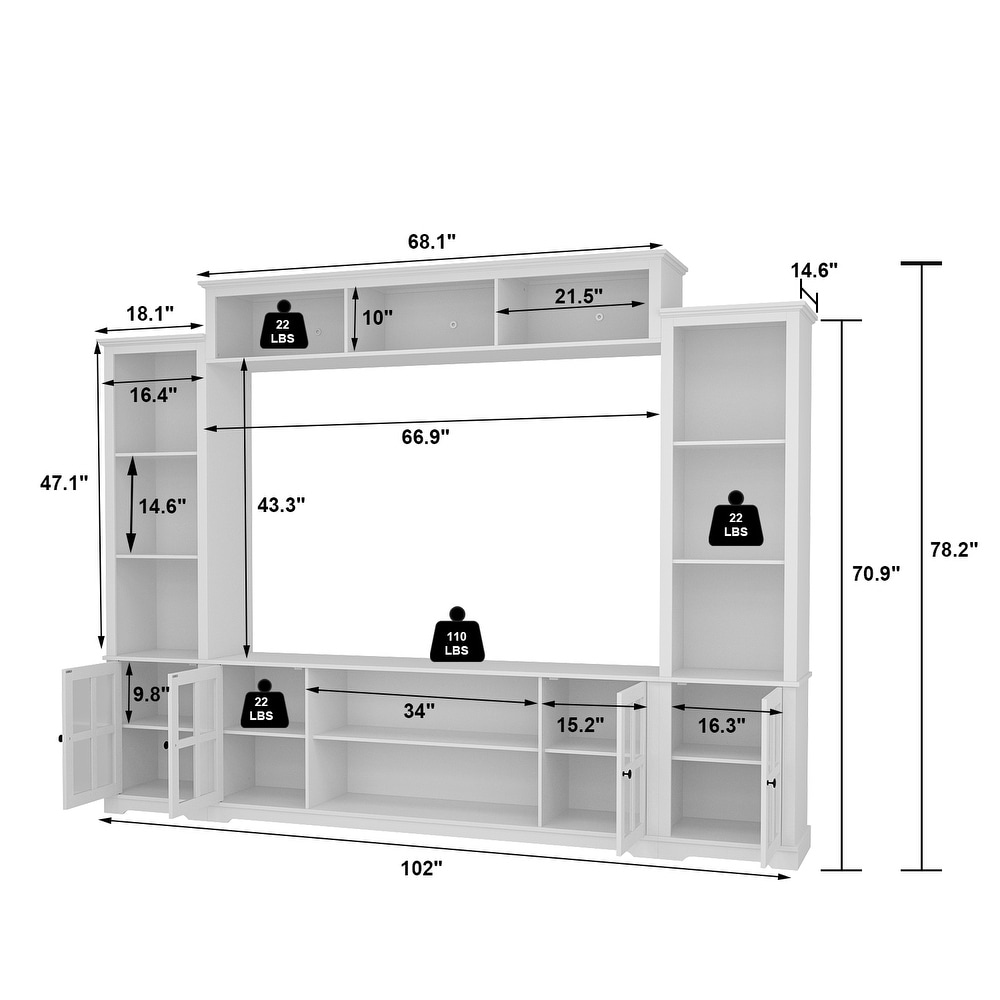 Living Room Set with TV Stand and Two Bookcases Doors 102\