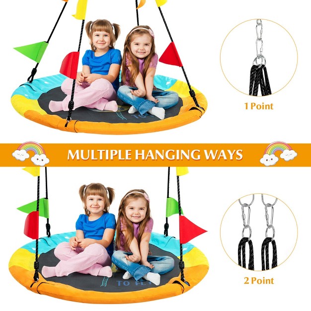 Costway 40 x27 x27 Flying Saucer Tree Swing Indoor Outdoor Swing W hanging Strap Helicopter