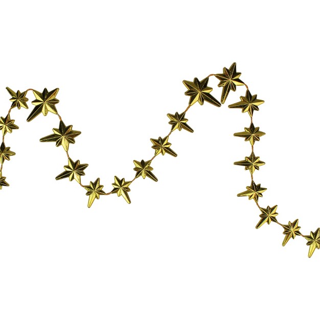 Shiny Gold Star Of Bethlehem Beaded Artificial Christmas Garland Unlit