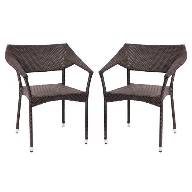 Merrick Lane Fade And Weather Resistant Modern Pe Rattan Patio Dining Chair With Reinforced Steel Frame