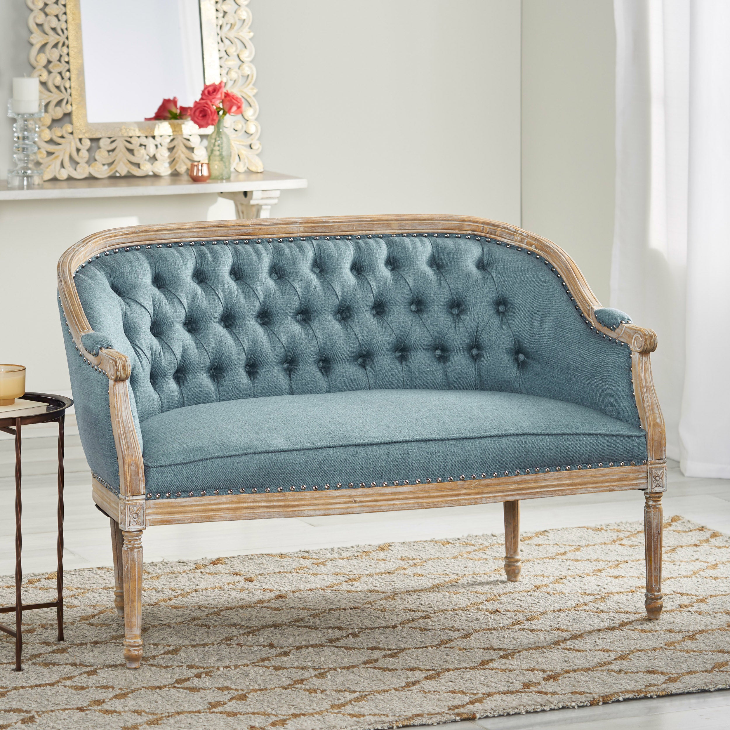 Megan Traditional Tufted Upholstered Loveseat