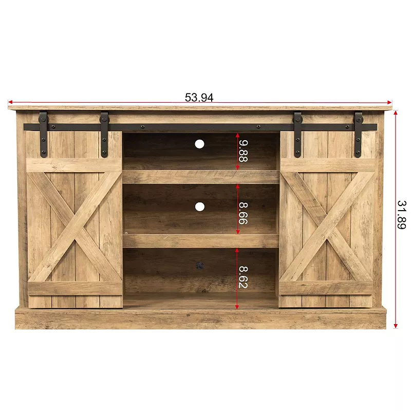 FC Design Farmhouse Sliding Barn Door TV Stand