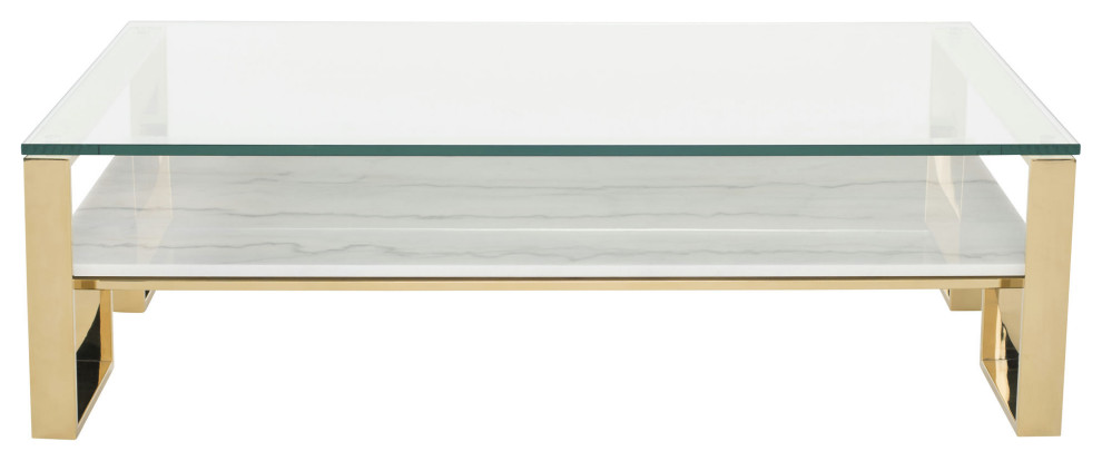 Tierra White Stone Coffee Table  HGNA510   Contemporary   Coffee Tables   by Homesquare  Houzz