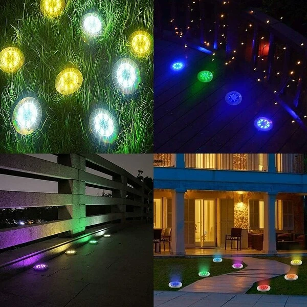 8Pcs Solar Ground Lights Waterproof 8LEDs Multi-color Lights