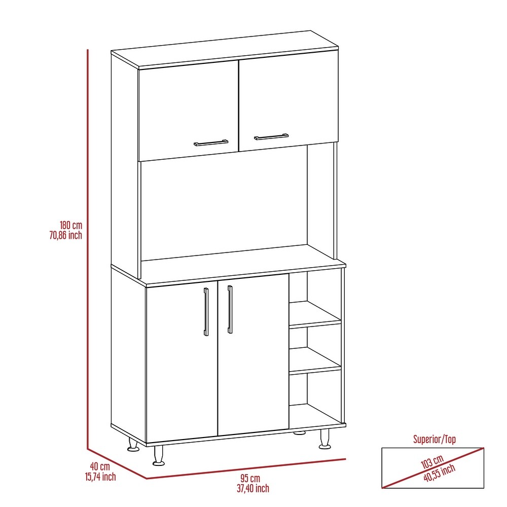 FM Furniture Surrey 2 Piece Kitchen Set  Brooklyn Kitchen Island and Colorado Pantry Cabinet