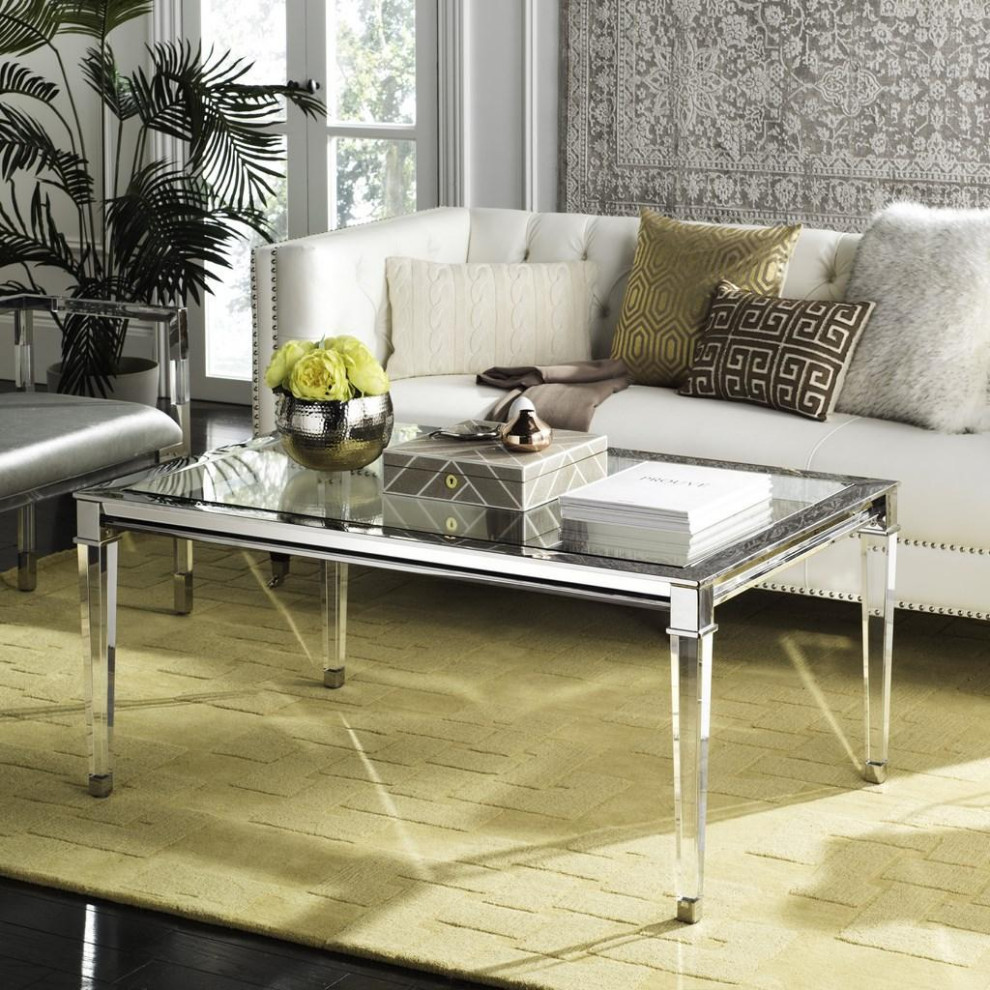 Envee Acrylic Coffee Table Silver   Modern   Coffee Tables   by Virgil Stanis Design  Houzz