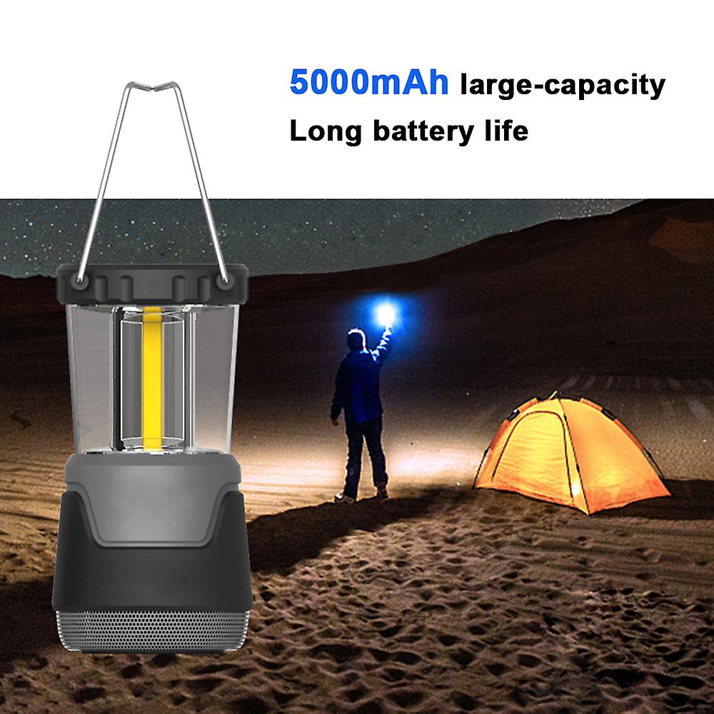 Led Camping Light Portable Lantern Wireless Stereo Bluetooth Speaker Loudspeaker Qi Standard Wireless Charger Outdoor Emergency Light Black