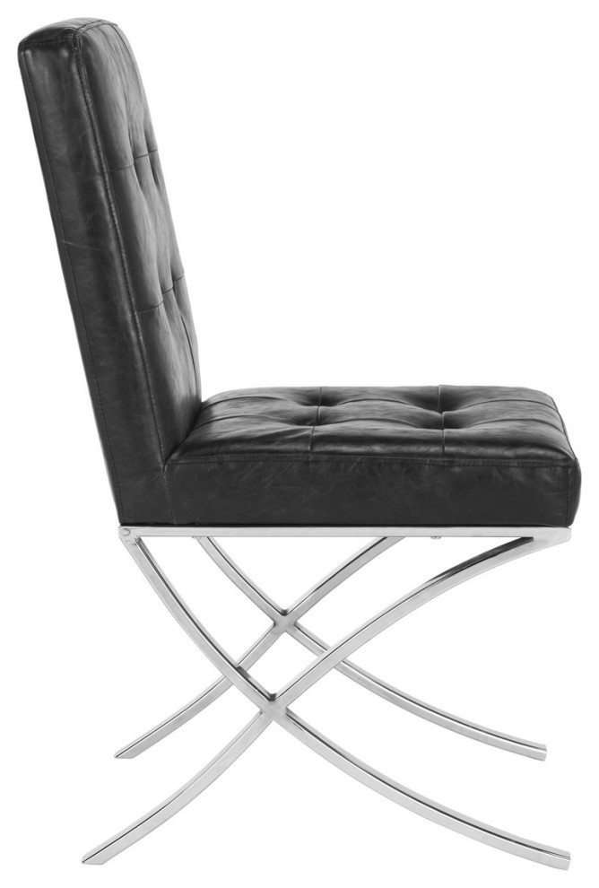 Slader Tufted Side Chair Black Chrome   Contemporary   Dining Chairs   by V.S.D Furniture  Houzz