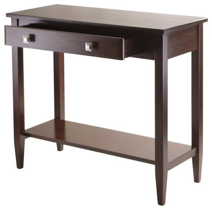 Pemberly Row Tapered Leg Console Hall Table in Antique Walnut   Transitional   Console Tables   by Homesquare  Houzz