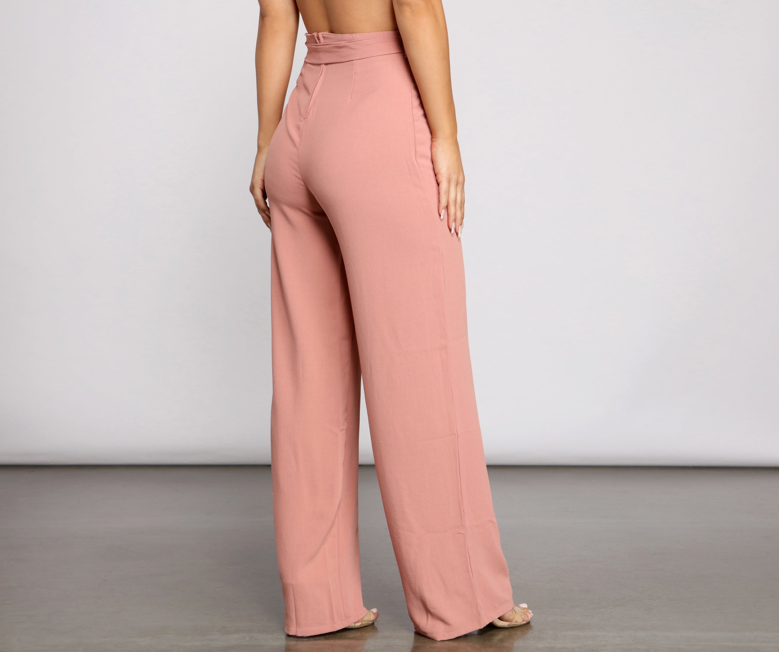 High Waist Tie Waist Linen Pants