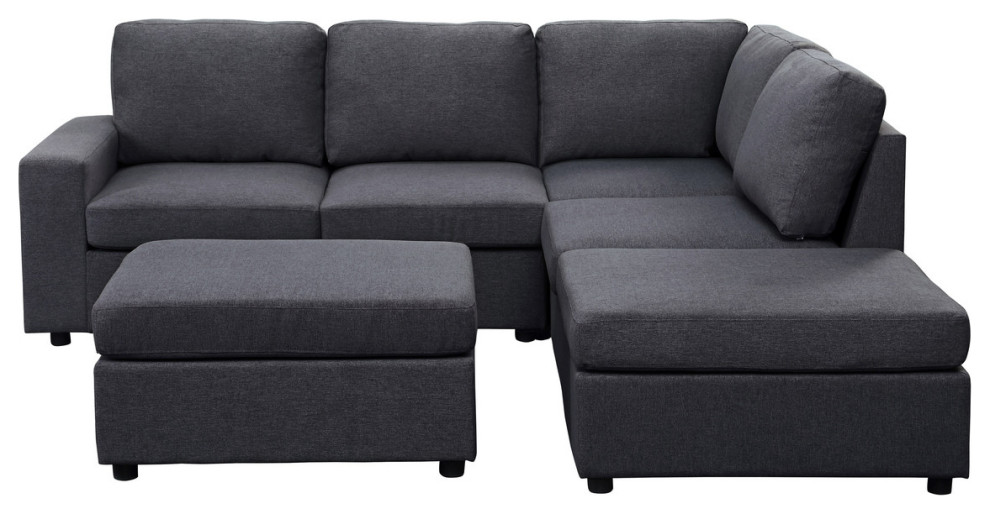 Skye Modular Sectional Sofa With Ottoman  Linen   Transitional   Sectional Sofas   by Lilola Home  Houzz