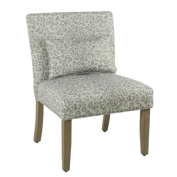 Porch and Den Alvord Grey Cheetah Accent Chair with pillow