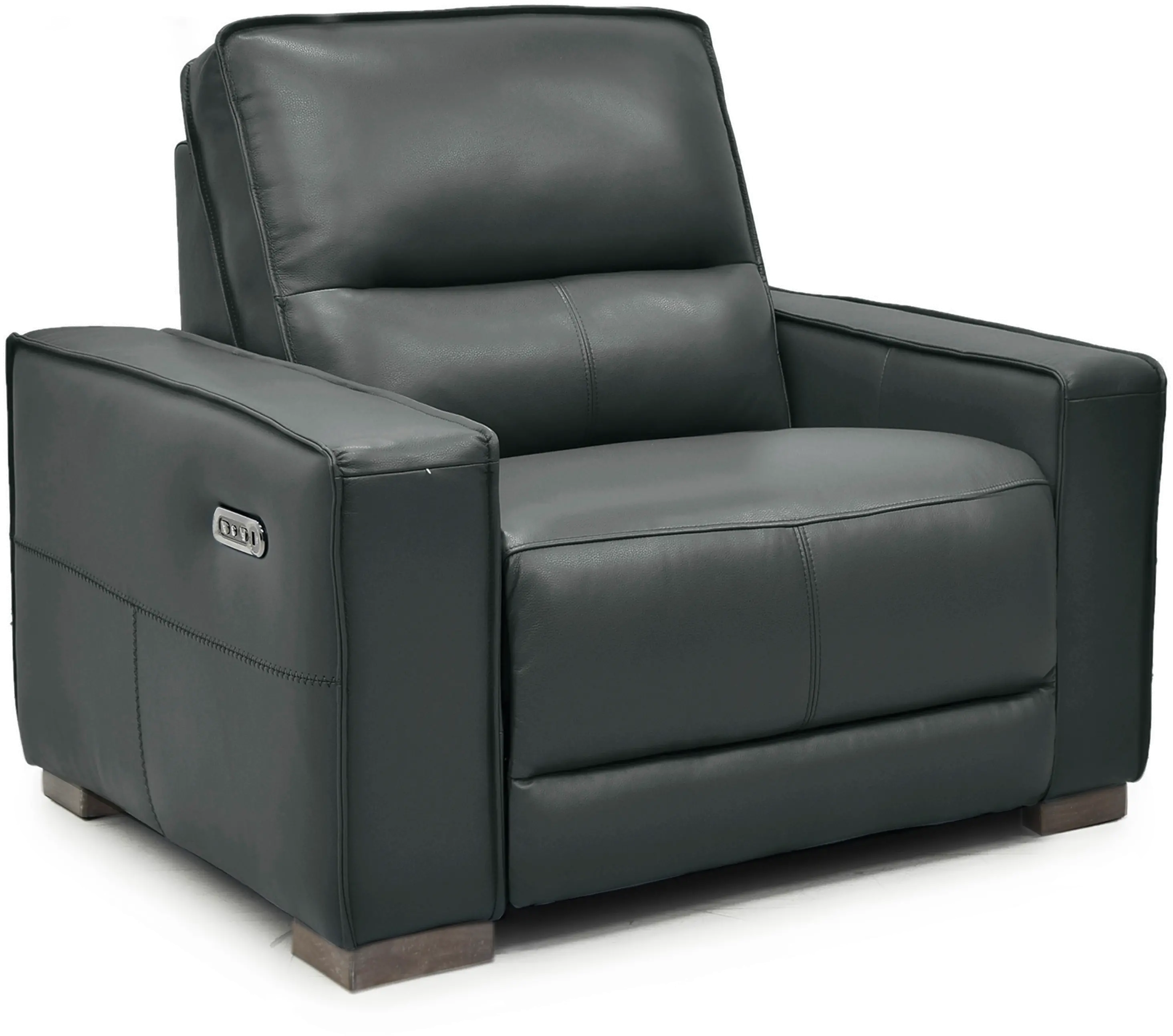 Jet Dark Gray Leather Power Recliner