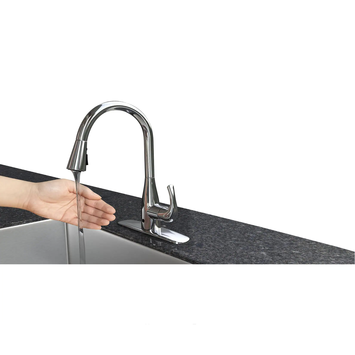 Flow Motion Activated Single-Handle Pull-Down Sprayer Kitchen Faucet in Chrome