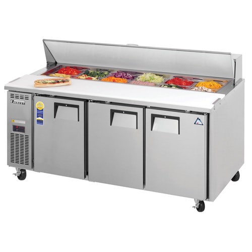 Everest EPR3 Sandwich Prep Table， 3 Section， 23 Cu. Ft. Cap.