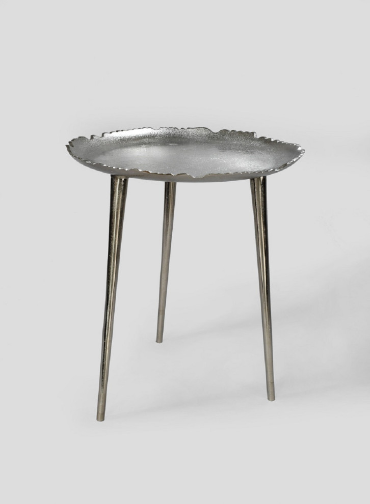 Aluminum Nickel Round Side Table  Sold Individually  19 quotx16 quot  Midcentury   Side Tables And End Tables   by Serene Spaces Living  Houzz