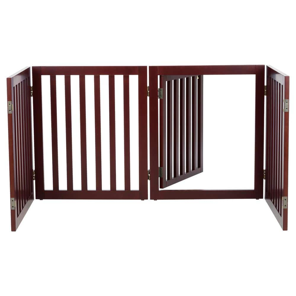 TRIXIE Brown Pet Gate Wooden 4-Panel Configurable Pet Gate 39365