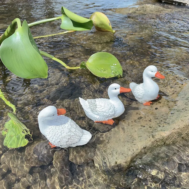 Garden Water Pool Landscape Decor Supplies Resin Craft 3pcs/set Small Duck Animals Shaped Ornament