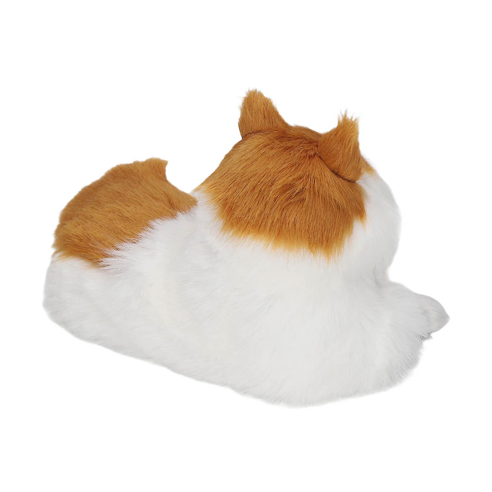 Simulation Furry Cat Figurine Home Cute Funny Synthetic Fur Cat Decorative Statue for Kid Adult