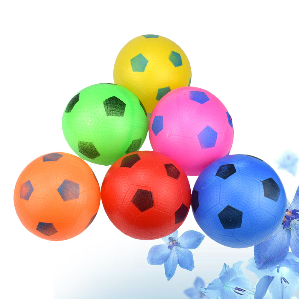 HEMOTON 6 Pcs Soft Toy Balls Mini Inflatable Football Toys Multicolor Plastic Balls Children Outdoor Sports Toy (Random Color)