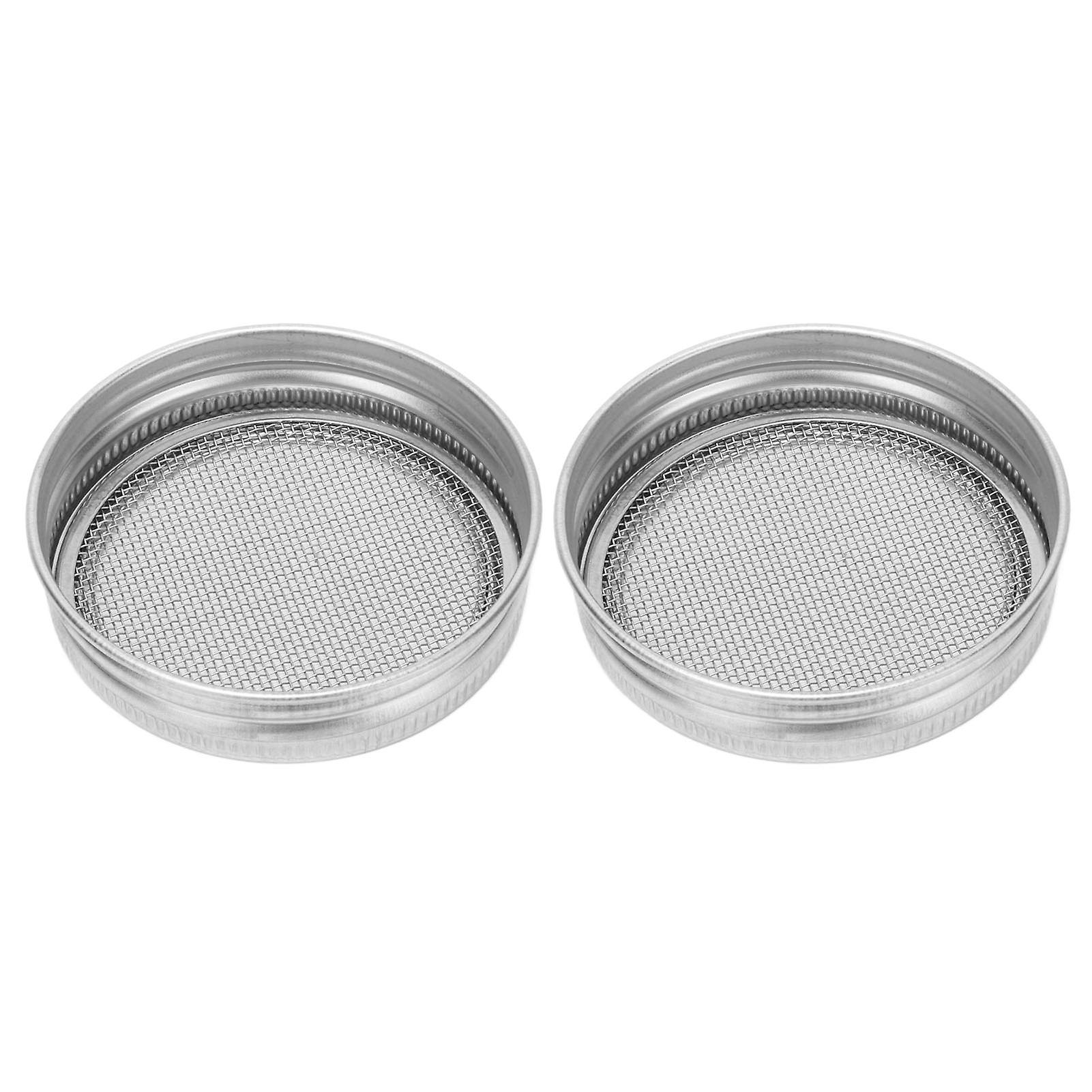 2pcs Seed Sprouting Jar Filter Lids Stainless Steel Germination Accessory For Regular Mouth Jars86mm / 3.4in