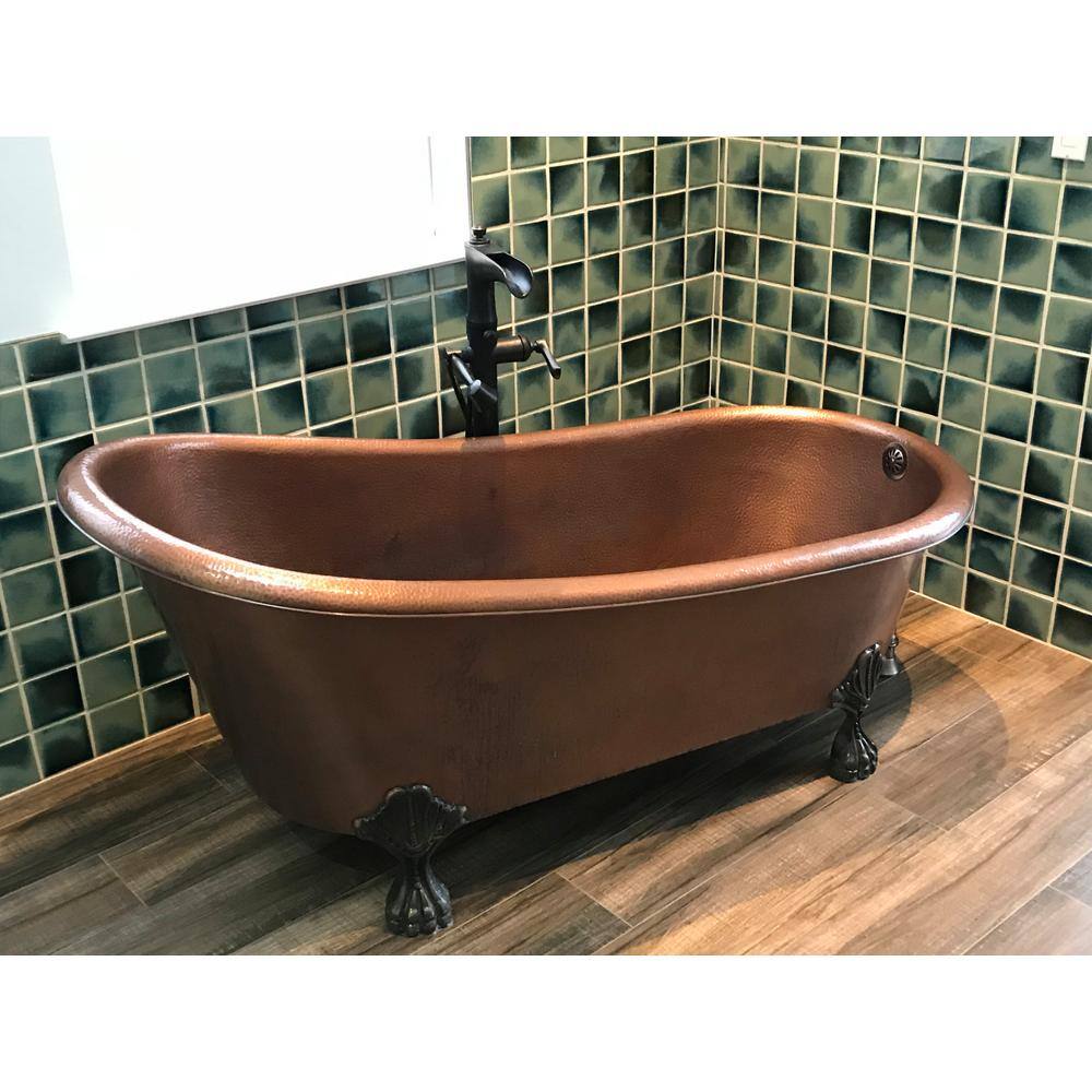 SINKOLOGY Heisenberg 67.5 in x 32 in. Freestanding Clawfoot Bathtub with Reversible Drain and Overflow Hole in Antique Copper TBT-6631CL-OF