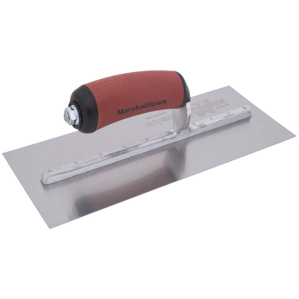 MARSHALLTOWN 10-12 in. x 4-12 in. Curved Durasoft Handle Stainless Steel Finishing Trowel MXS91SSD