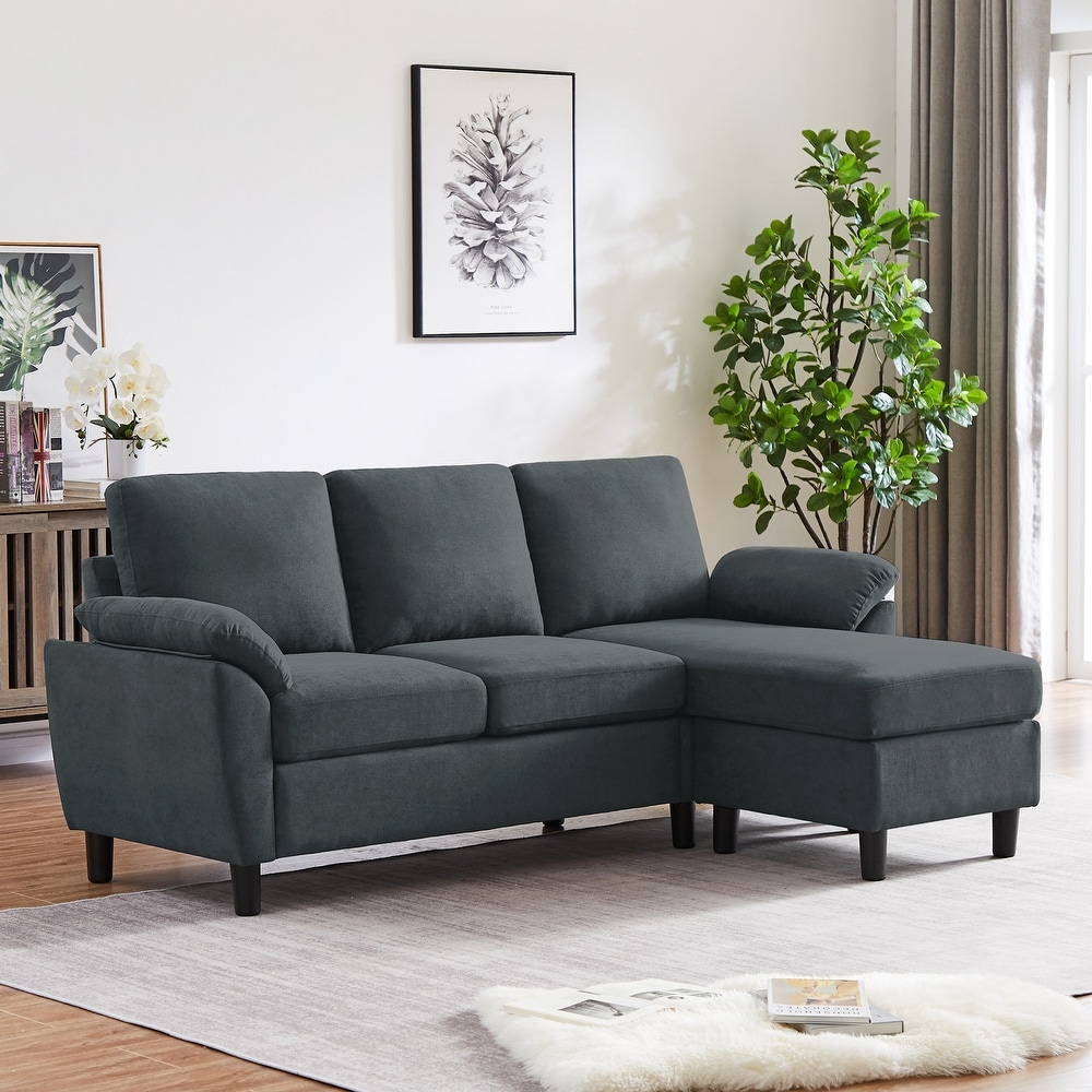 Modern Sectional Sofa Couch L Shaped with Removable Armrest  Convertible Couch with Reversible Ottoman for Living Room