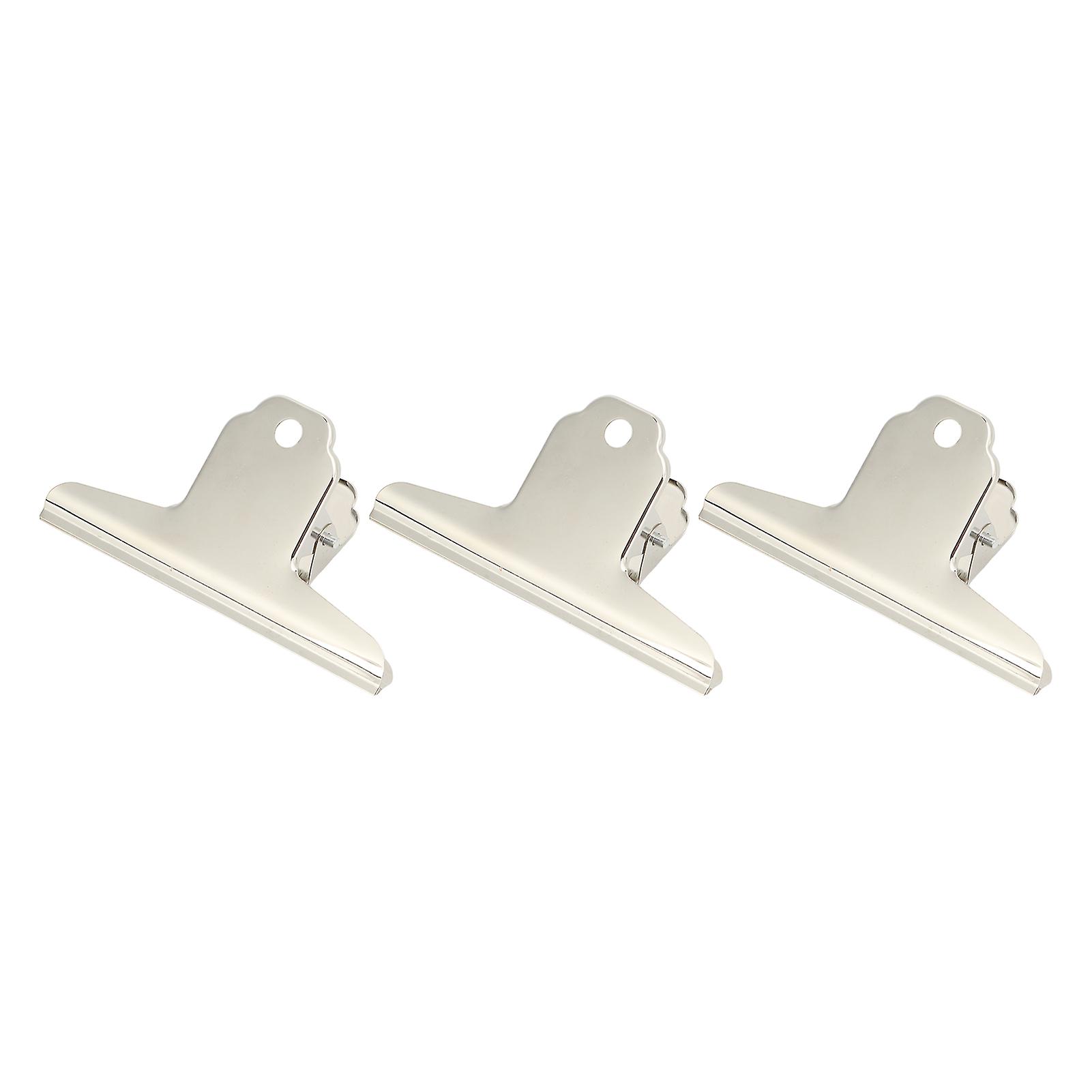 3pcs Bulldog Clips Smoother Edges Strong Clamping Force Metal Hinge Clips For Crafts Food Bags Photos Maps Home Office