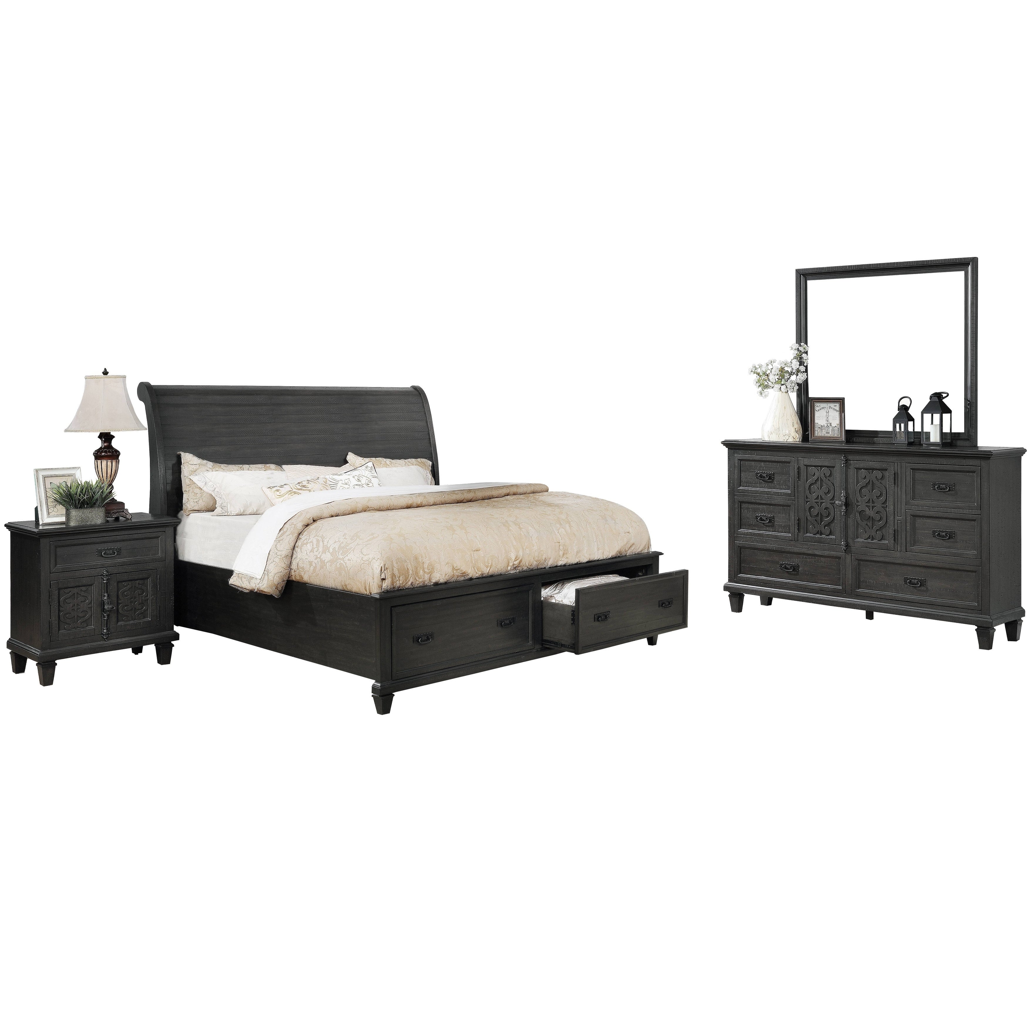 Best Quality Furniture Sleigh 4-Piece Bedroom Set - - 28997007