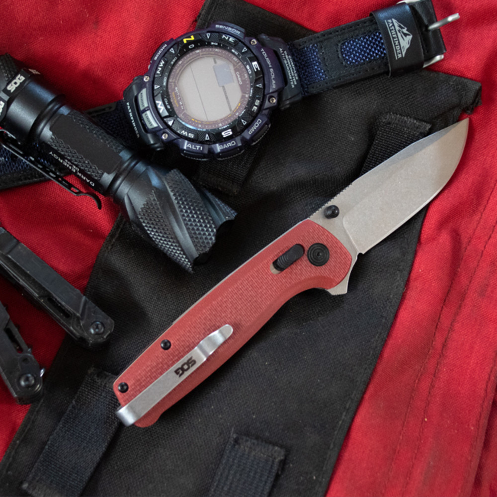 SOG Terminus XR G10 Folding Knife Crimson Red