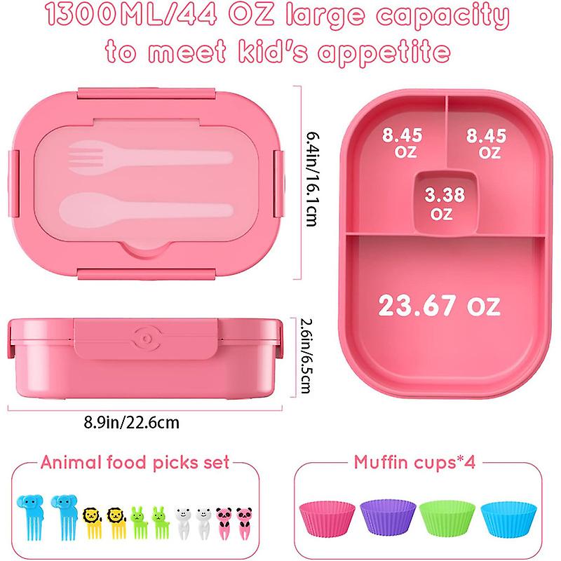 Bento Box for Kids 4 Compartment Lunch Box with Cutlery for Kid Adult Toddle