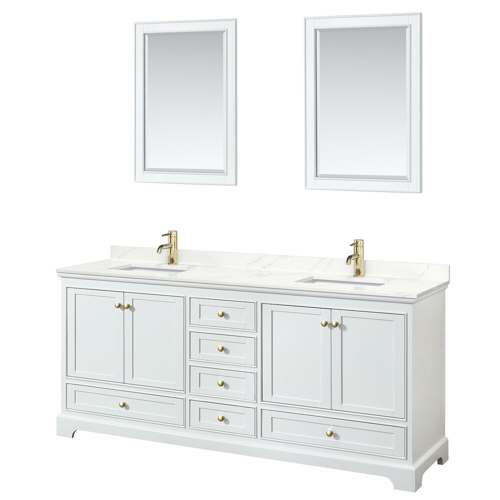 Deborah 80 inch Double Vanity  Quartz Top  24 inch Mirrors