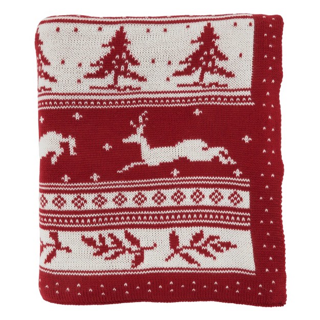 Christmas Sweater Design Throw Blanket Red Saro Lifestyle