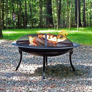 Sunnydaze Decor 29 in. x 24 in. Steel Portable Folding Wood Burning Fire Pit with Carrying Case and Spark Screen NB-CGO101