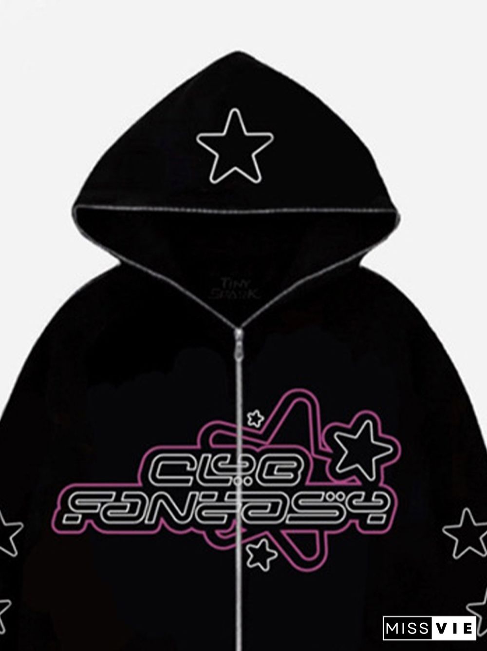 Star Print Zipper Cardigan Hoodie