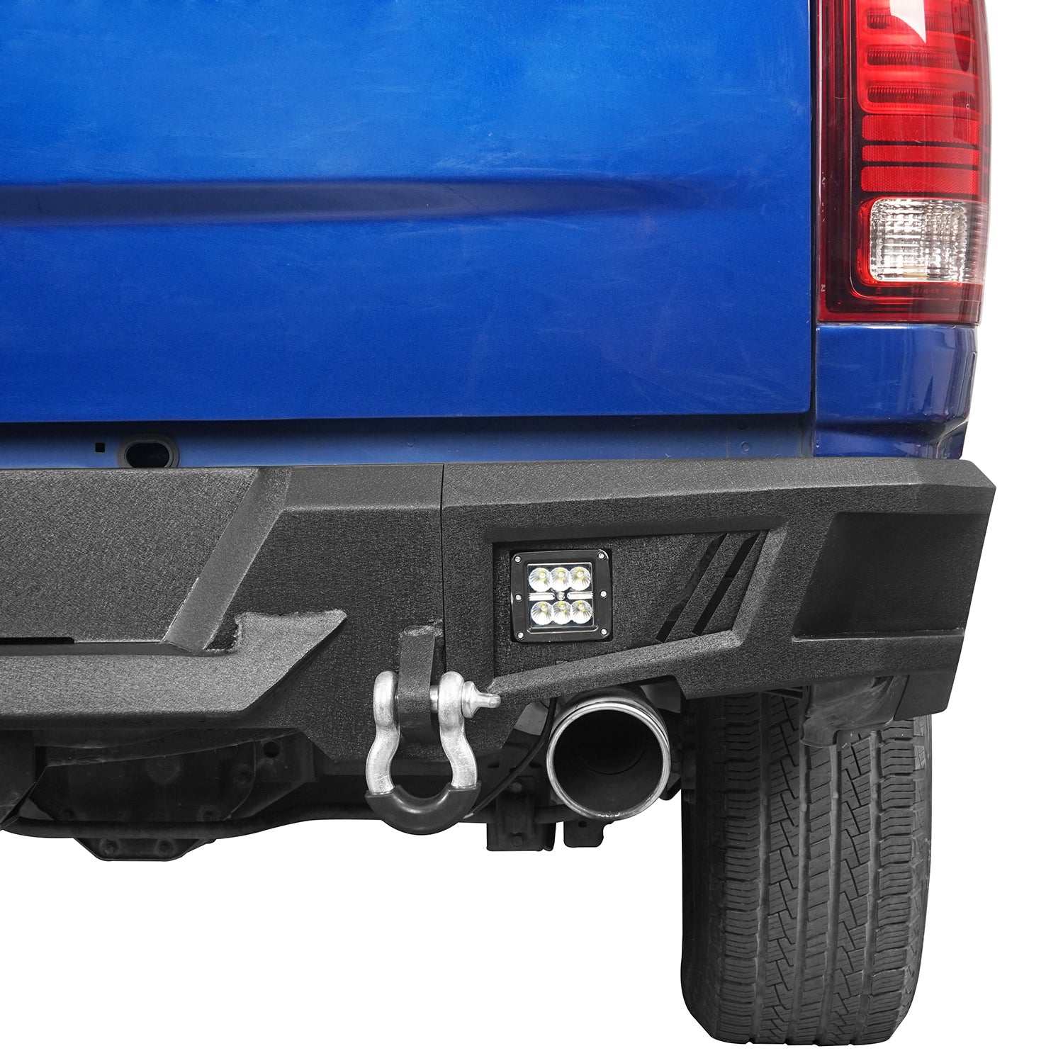 Hooke Road Rear Bumper Fit Dodge Ram 1500 2009-2018 with License Plate Hole and LED Spotlights