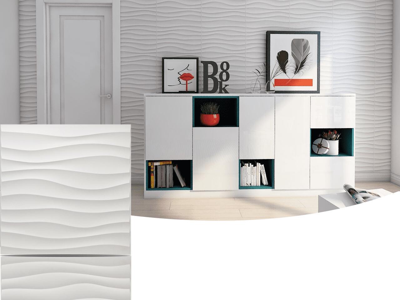 Art3d Wave Design V 19.7 in. x 19.7 in. PVC 3D Wall Panel (12-Pack)