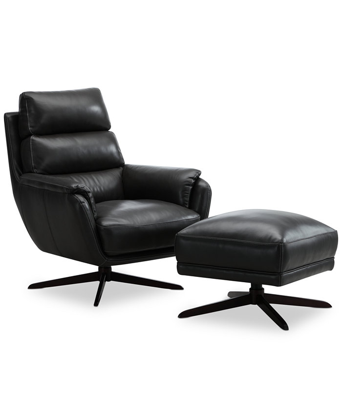 Furniture CLOSEOUT! Jarence 36 Leather Chair and Ottoman