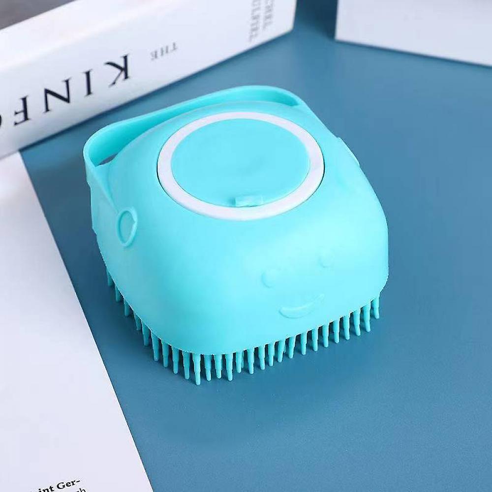 Bathroom Puppy Big Dog Cat Bath Massage Gloves Brush Soft Safety Silicone Pet Accessories Dog And Cat Tools Mascot (square Blue)