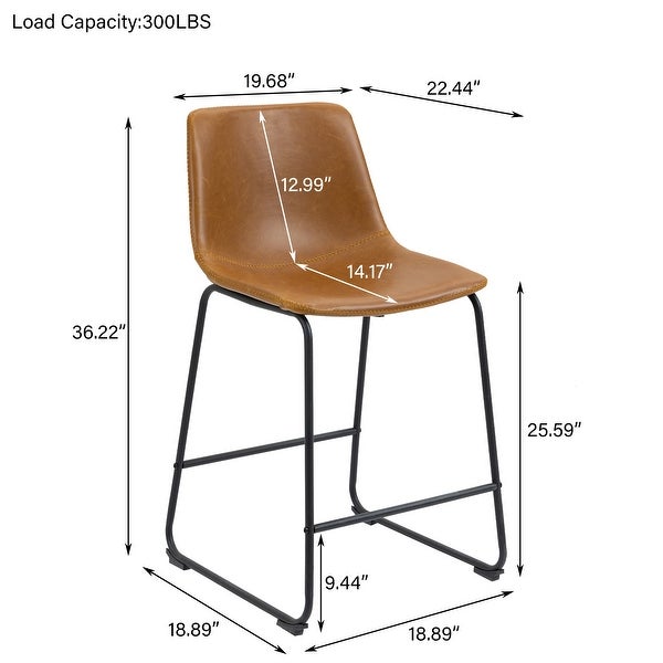 Set of 2 Counter Height Faux Leather Stools