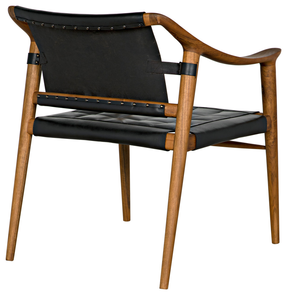 Noir Furniture Teak and Leather Garibaldi Chair With Clear Coat Flat AE 140T   Midcentury   Armchairs And Accent Chairs   by Noir  Houzz