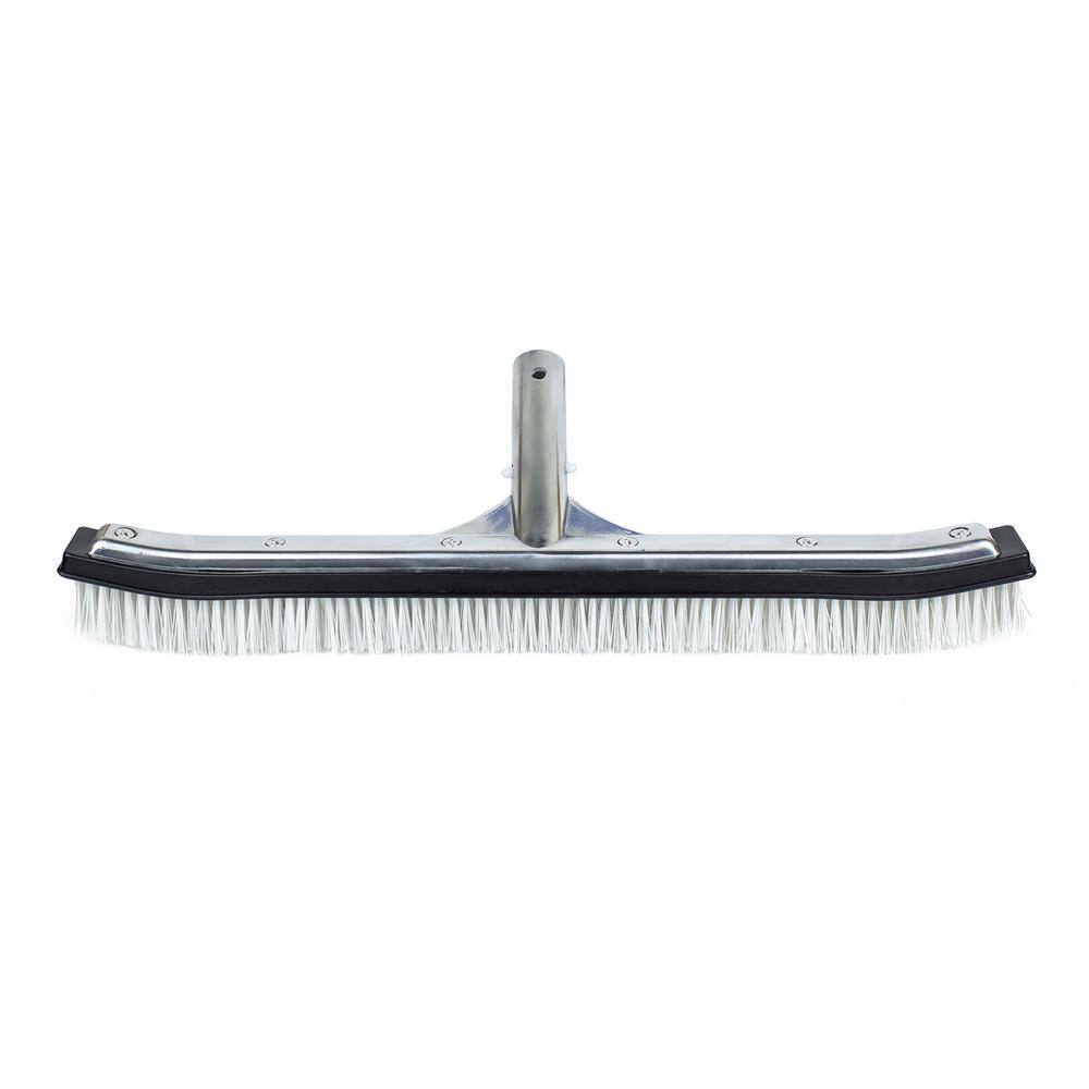 HDX 18 in. Swimming Pool  Spa Brush with Deluxe Nylon and Stainless Steel Combination Bristles and Aluminum Back 60173