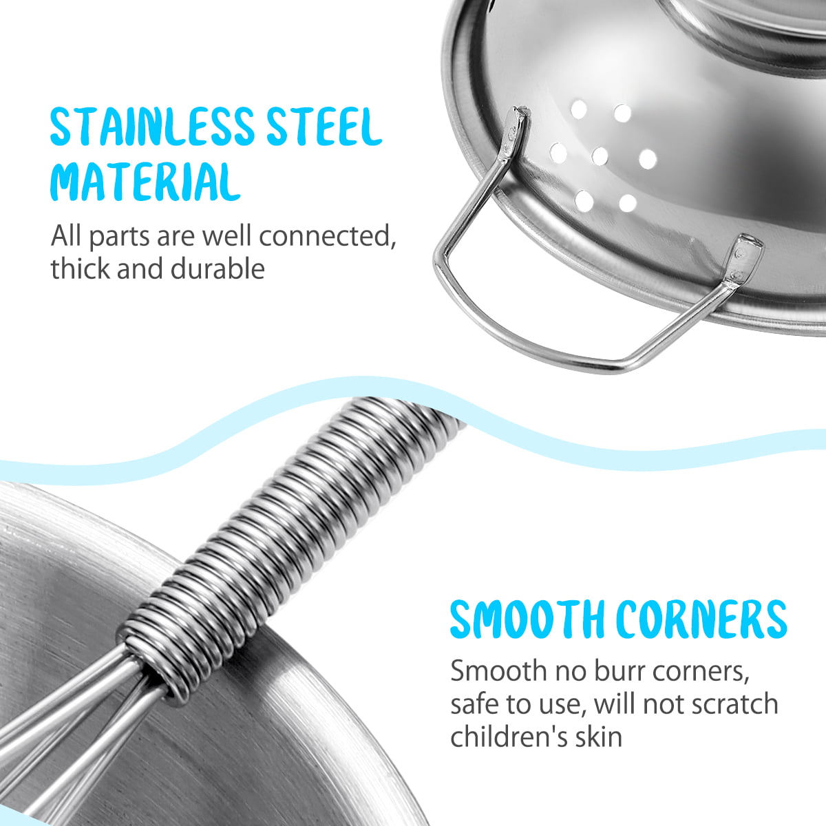 NUOLUX STOBOK 16pcs Play Pots and Pans Kids Toy Set Stainless Steel Anti-fall Cookware Pots and Pans Set Educational Kitchen Cooking Utensils for Toddlers and Children