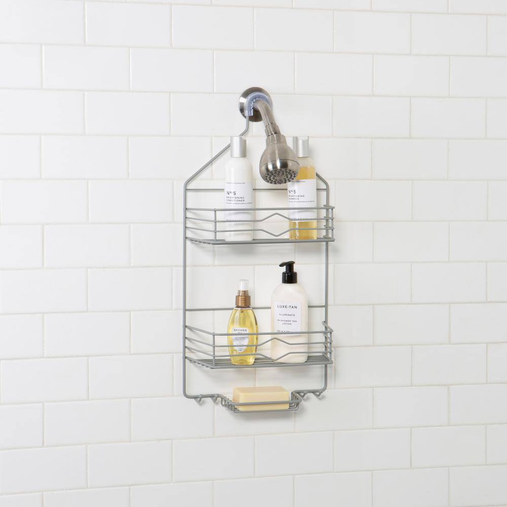 m MODA at home enterprises ltd. Jacob 21.2 in. x 10.75 in. Over-the-Shower Caddy in Grey 305906-GRY