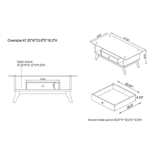 Furniture of America Tevi Mid-century Modern 47-inch 1-shelf Coffee Table