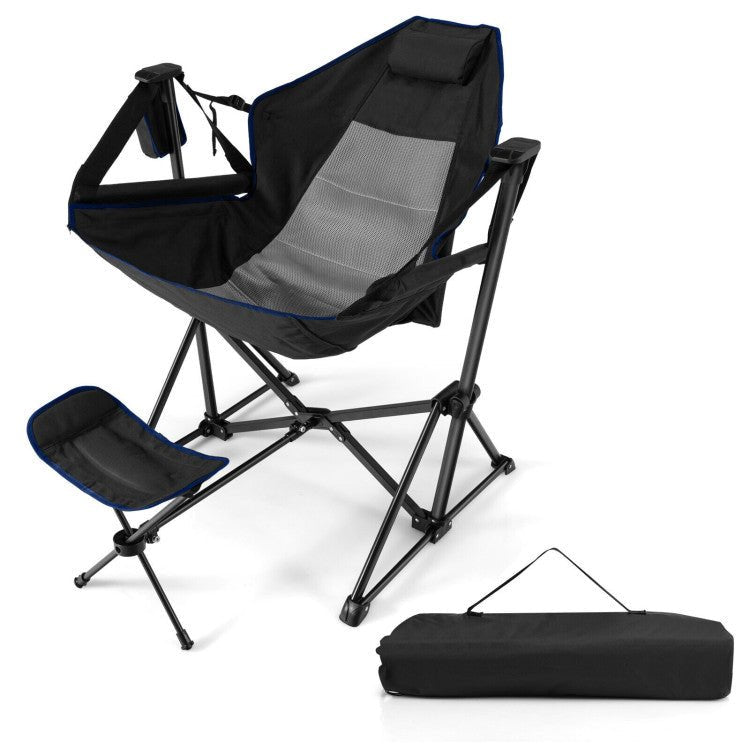 Best 2023 Folding Hammock Camping Chair W/ Retractable Footrest