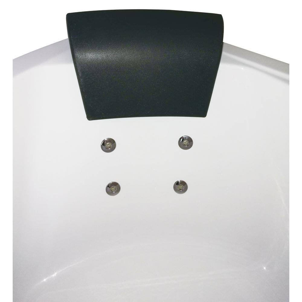 EAGO 59 in. Acrylic Offset Drain Corner Apron Front Whirlpool Bathtub in White AM200