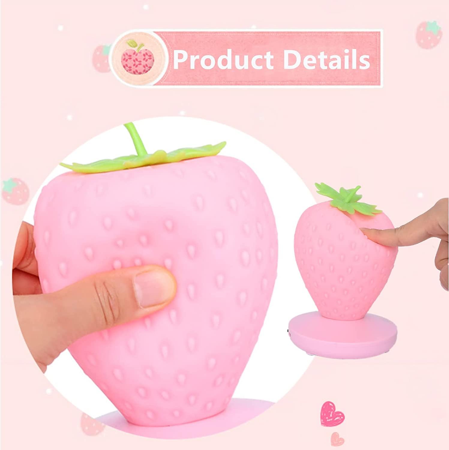 Strawberry Night Light For Kids， Led Cute Silicone Strawberry Lamp Usb Rechargeable Bedside Feeding Lamp Creative 3 Gear Touch Lighting，lights Gift Fo