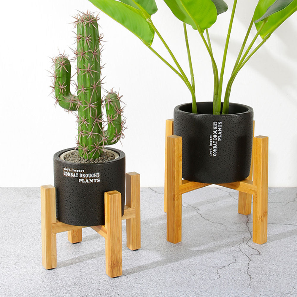 Hapeisy Durable Wooden Planter Pot Trays Flower Pot Holder Strong Free Standing Bonsai Holder Home Balcony Garden Indoor Display Plant Stand Shelf